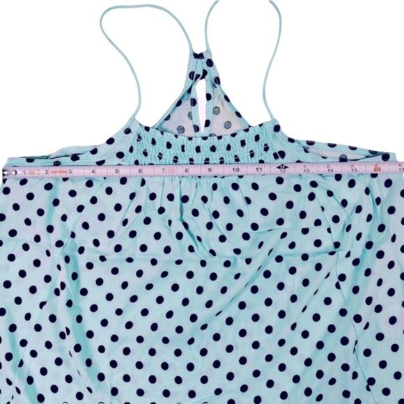 4/$32 No Boundaries size medium teal/light blue top black polka dots keyhole NWT - Picture 12 of 16
